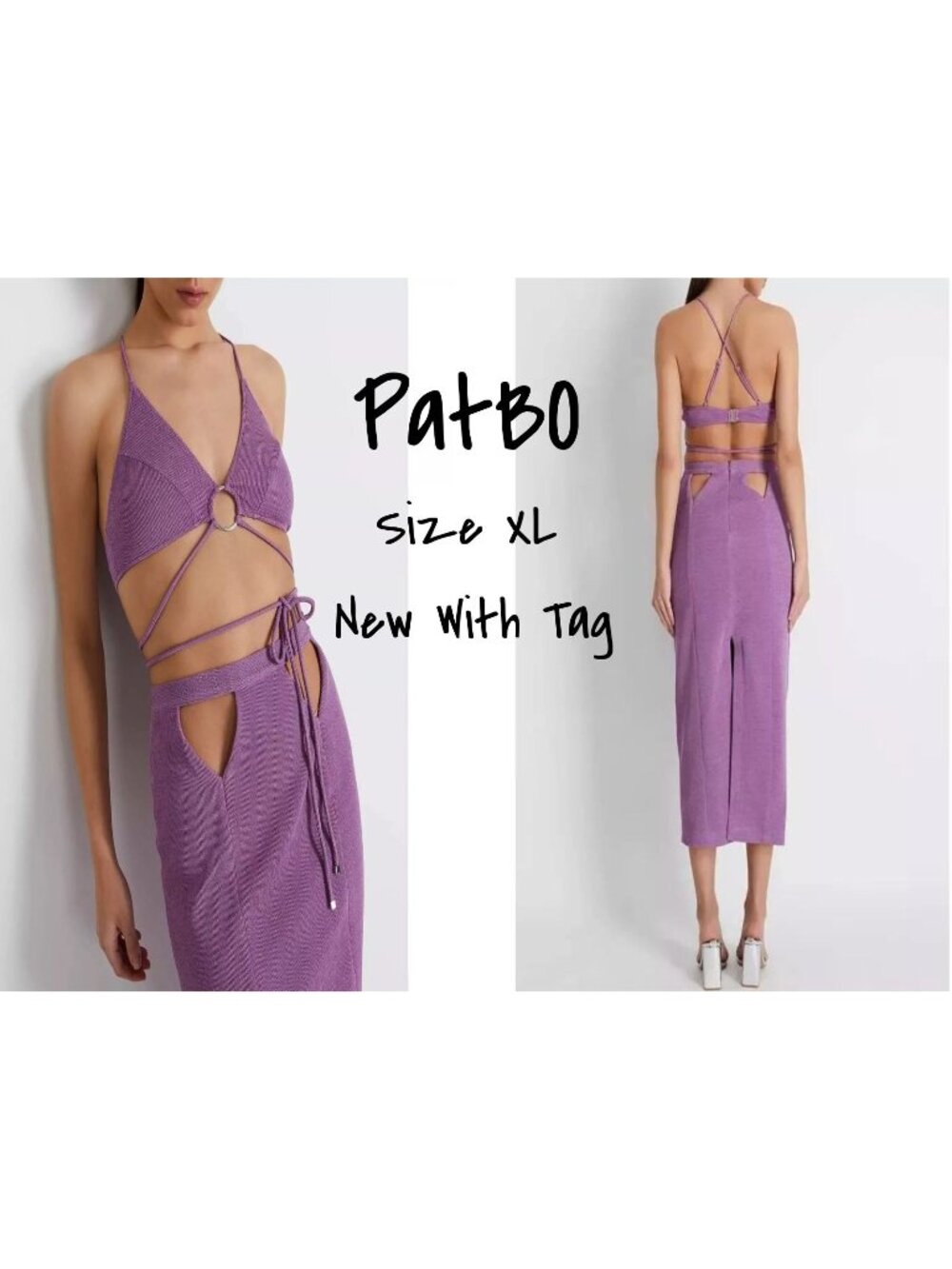 PatBO Knit Wrap Bralette Top Orchid Purple Womens Size XL New With Tag